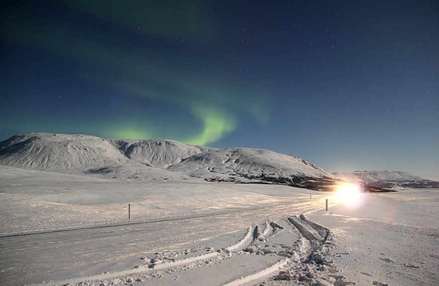 aurora boreale in inverno