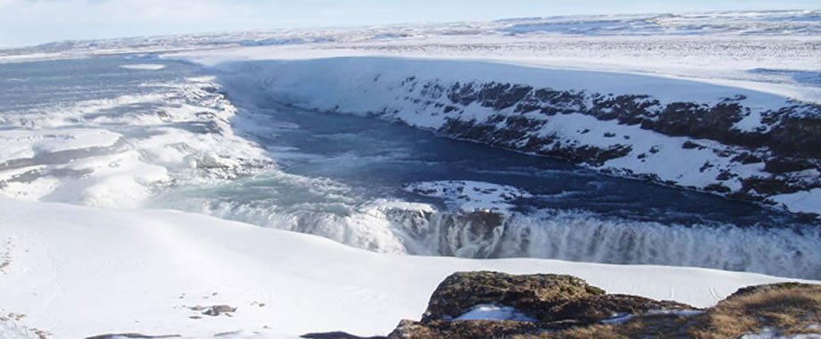 La cascata di Gullfoss in inverno